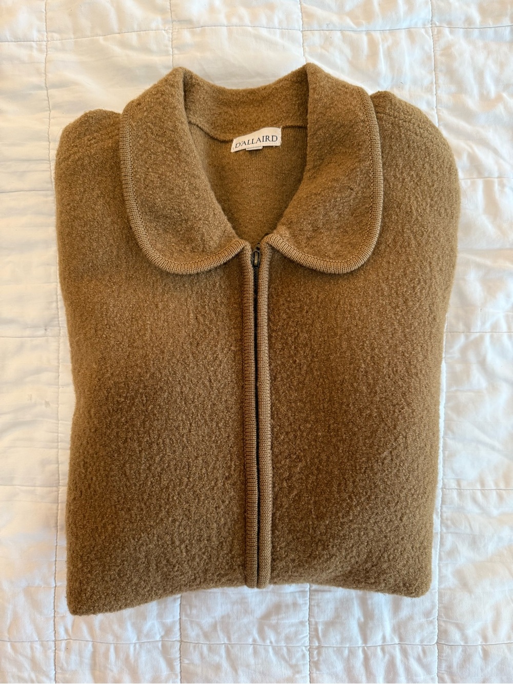 Women’s Vintage D’Allaird 100% Pure Wool Camel Zip-Up Coat XL